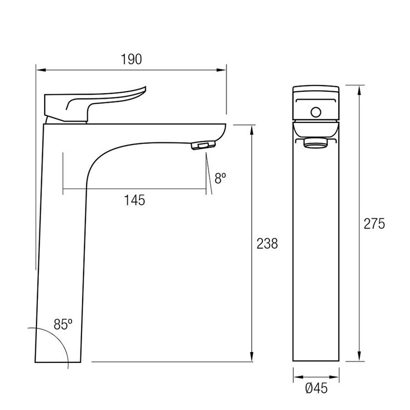 Grifo lavabo alto Sayro cromo