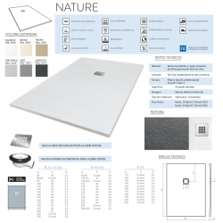 Plato de ducha NATURE 100 cm y HASTA 220 cm